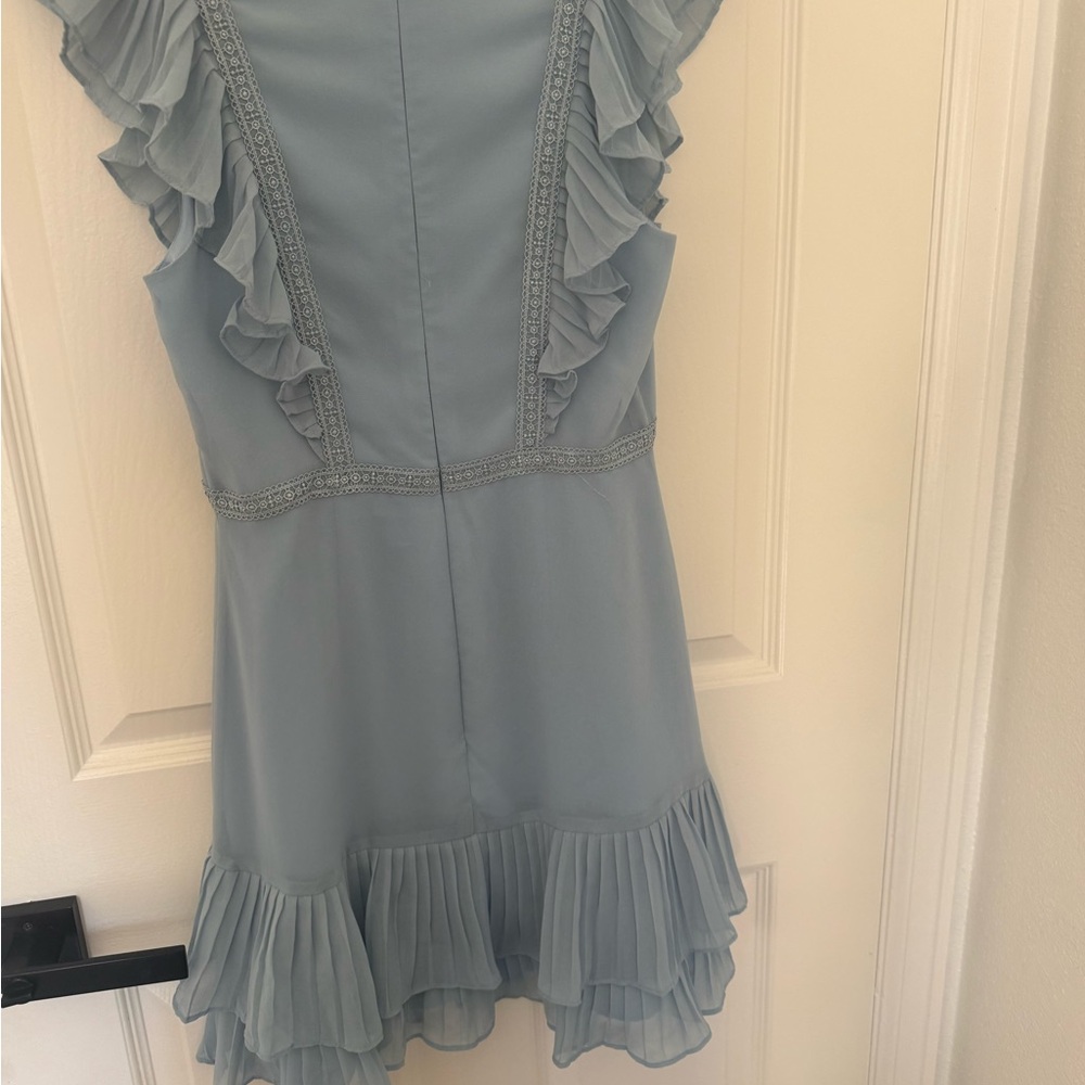 BCBGMaxAzria Light Blue Ruffle Mini Dress - Picture 2 of 4